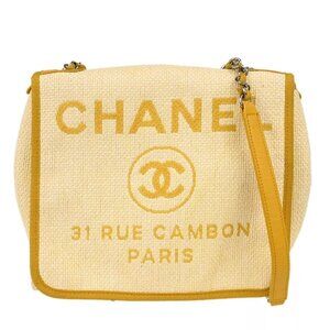 Chanel Yellow Straw Deauville Shoulder Bag 144580